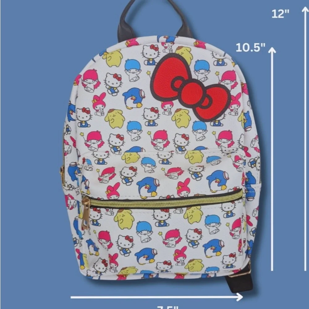 NEW Sanrio Hello Kitty & Friends All Over Print Faux Leather Mini Backpack Cute